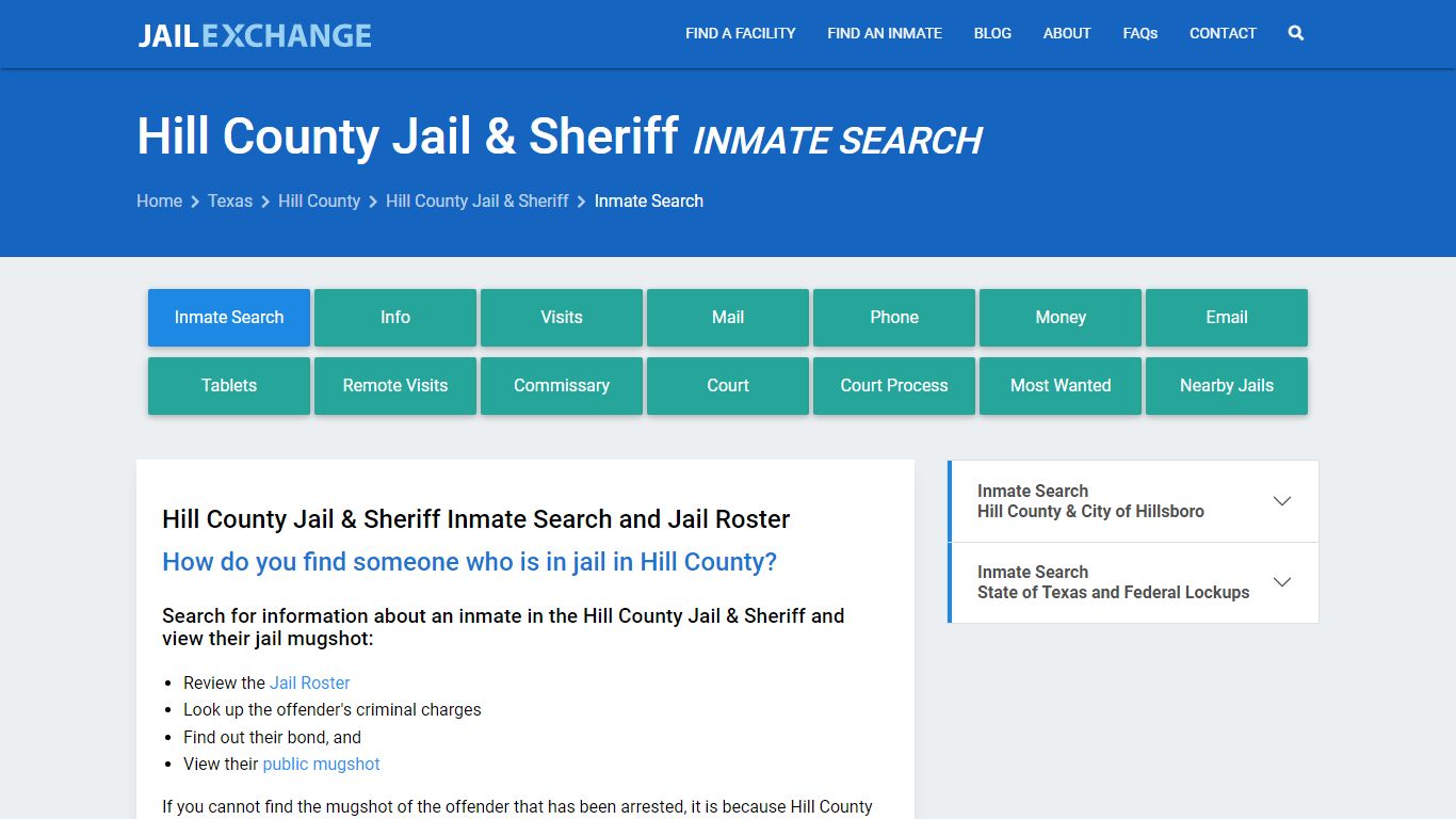 Hill County Jail & Sheriff Inmate Search - Jail Exchange